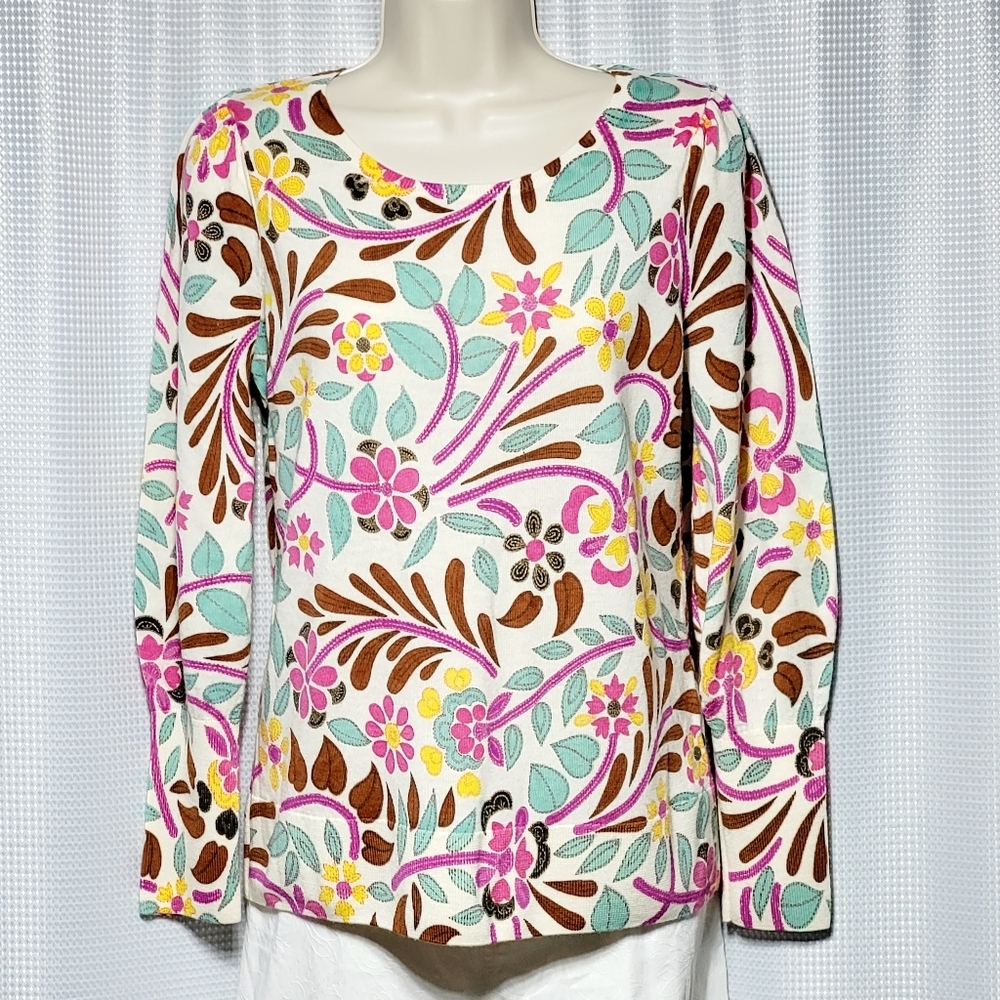 Talbots Soft 100% Pure Merino Wool Floral Sweater Women's (M)